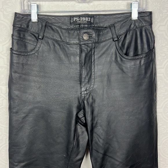 Vintage Periscope Genuine Leather Pants Black Biker Bikercore Motorcycle Bike - Picture 2 of 11